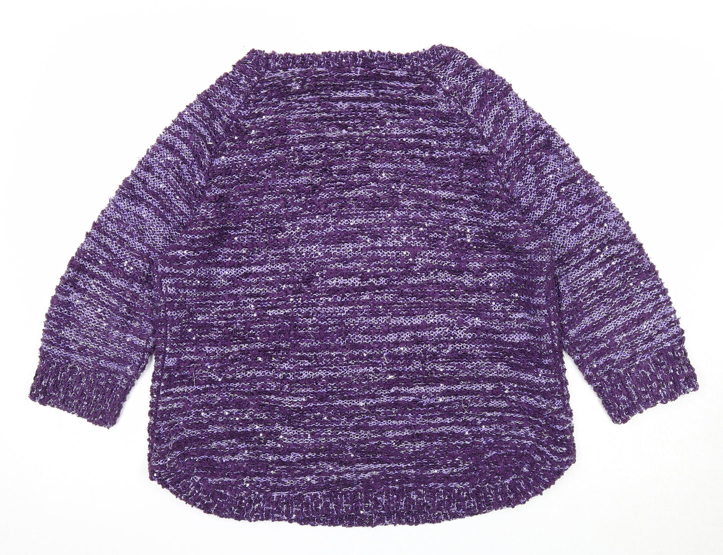Bonmarché Womens Purple Scoop Neck Polyester Pullover Jumper Size M