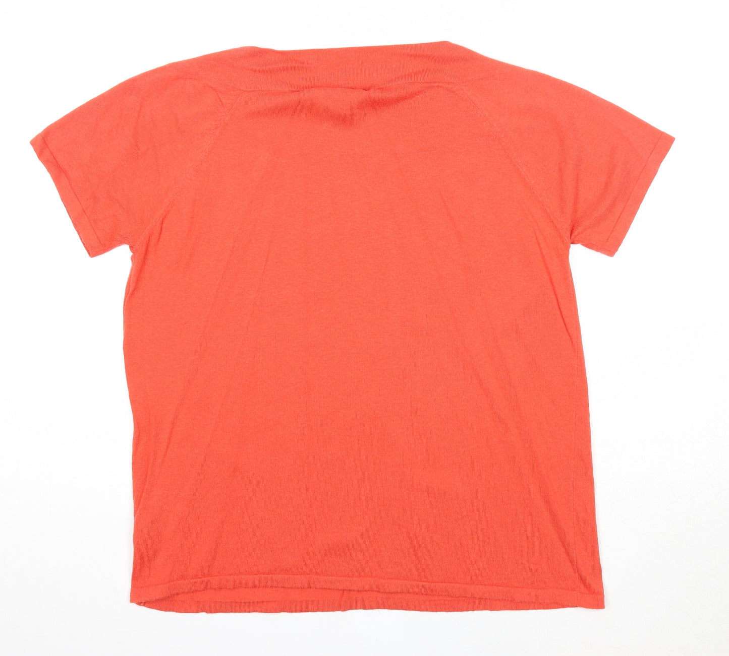 NEXT Womens Orange Cotton Basic T-Shirt Size 16 Round Neck