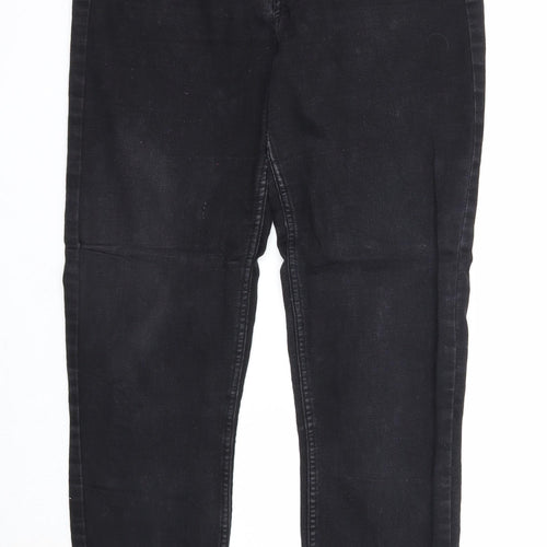&Denim Womens Black Cotton Straight Jeans Size 31 in Regular Button