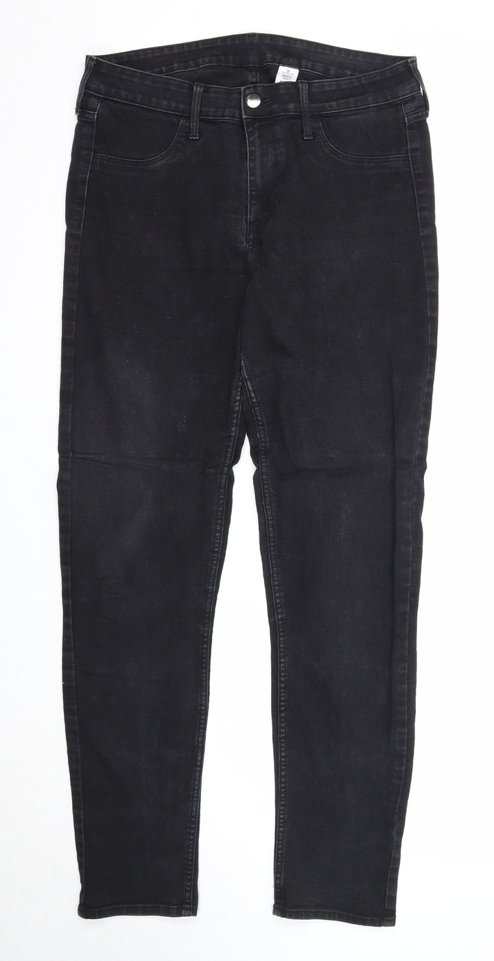 &Denim Womens Black Cotton Straight Jeans Size 31 in Regular Button
