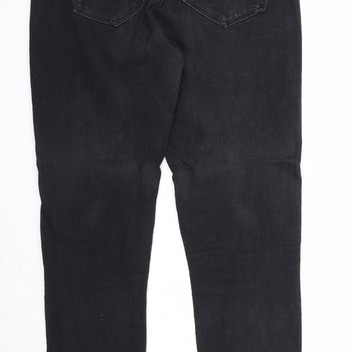 &Denim Womens Black Cotton Straight Jeans Size 31 in Regular Button