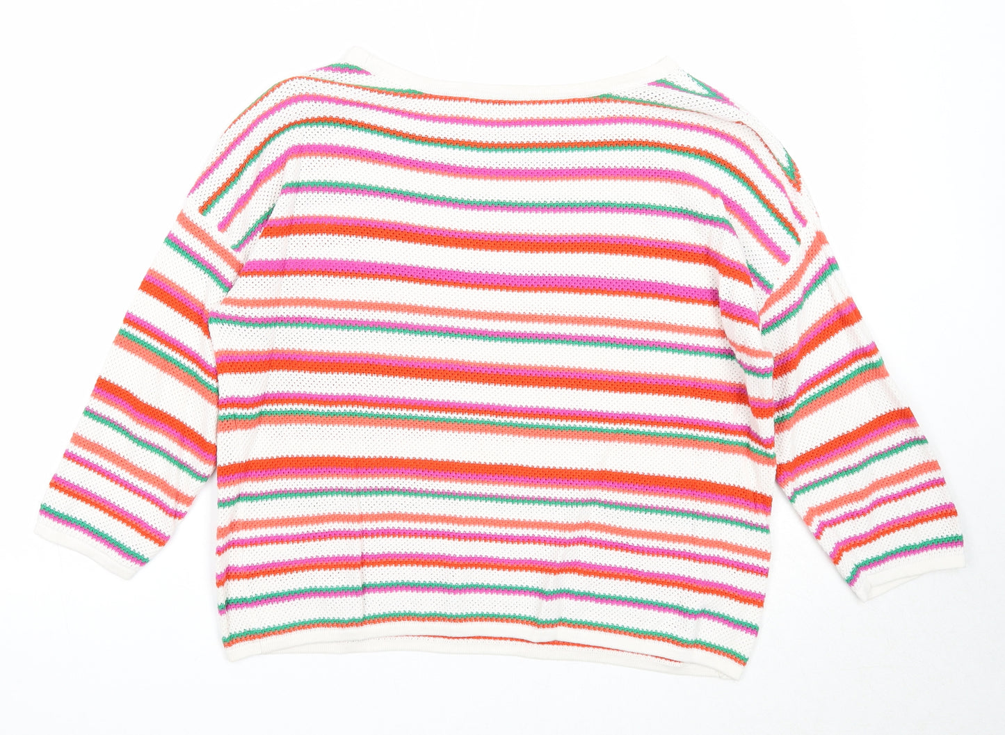 TU Womens Multicoloured Boat Neck Striped Cotton Pullover Jumper Size 16