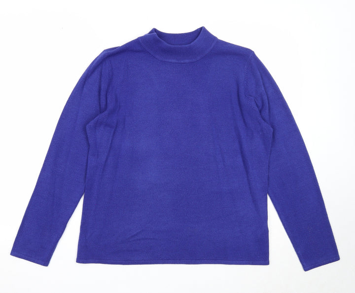 Bonmarché Womens Blue High Neck Acrylic Pullover Jumper Size M