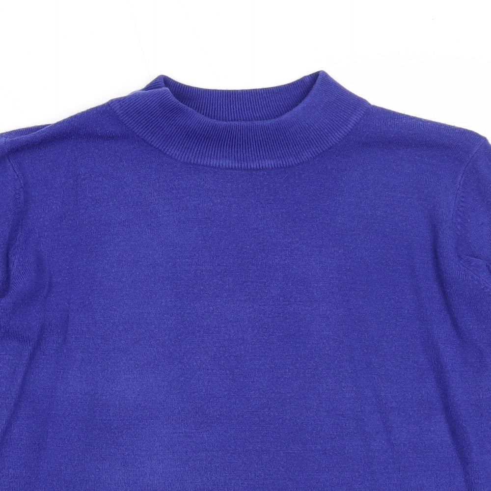 Bonmarché Womens Blue High Neck Acrylic Pullover Jumper Size M