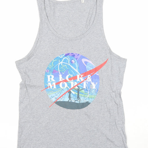 Stanley Stella Womens Grey Cotton Basic Tank Size M Scoop Neck - Rick & Morty