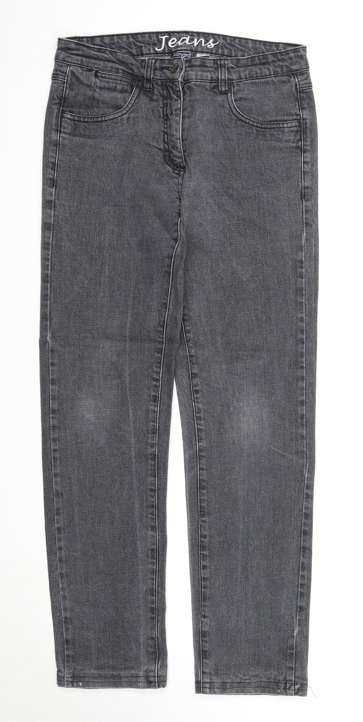 ESMARA Womens Black Cotton Straight Jeans Size 14 Regular Zip