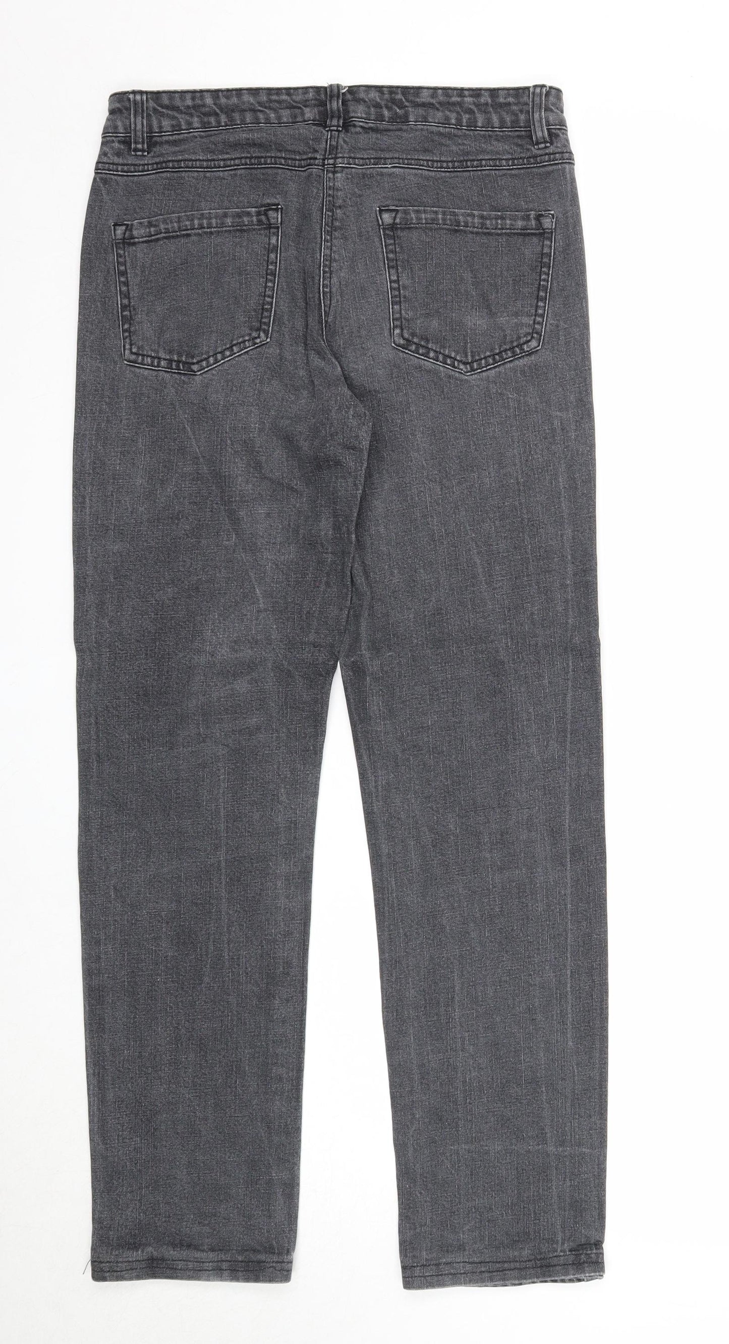 ESMARA Womens Black Cotton Straight Jeans Size 14 Regular Zip