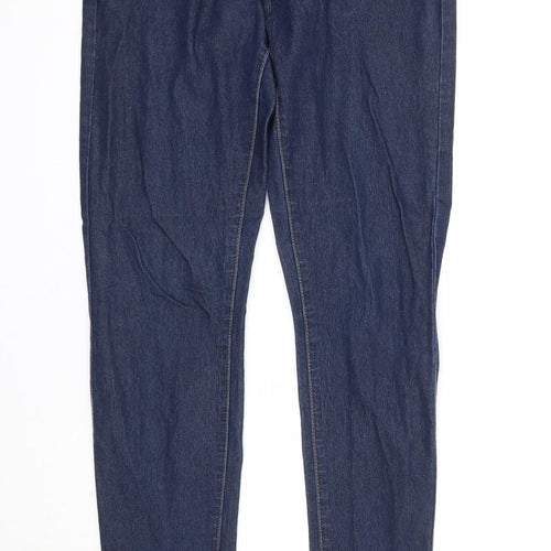 Denim & Co. Womens Blue Cotton Straight Jeans Size 10 Regular Zip
