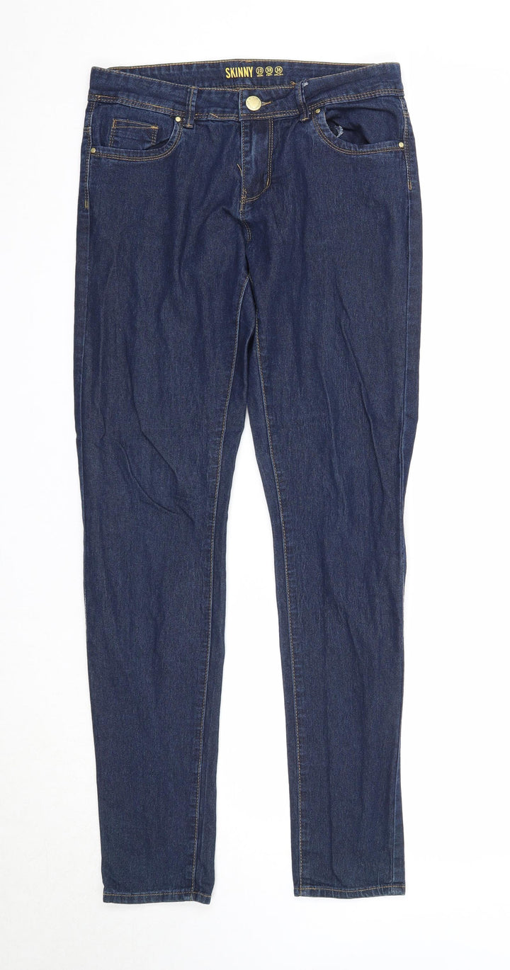Denim & Co. Womens Blue Cotton Straight Jeans Size 10 Regular Zip
