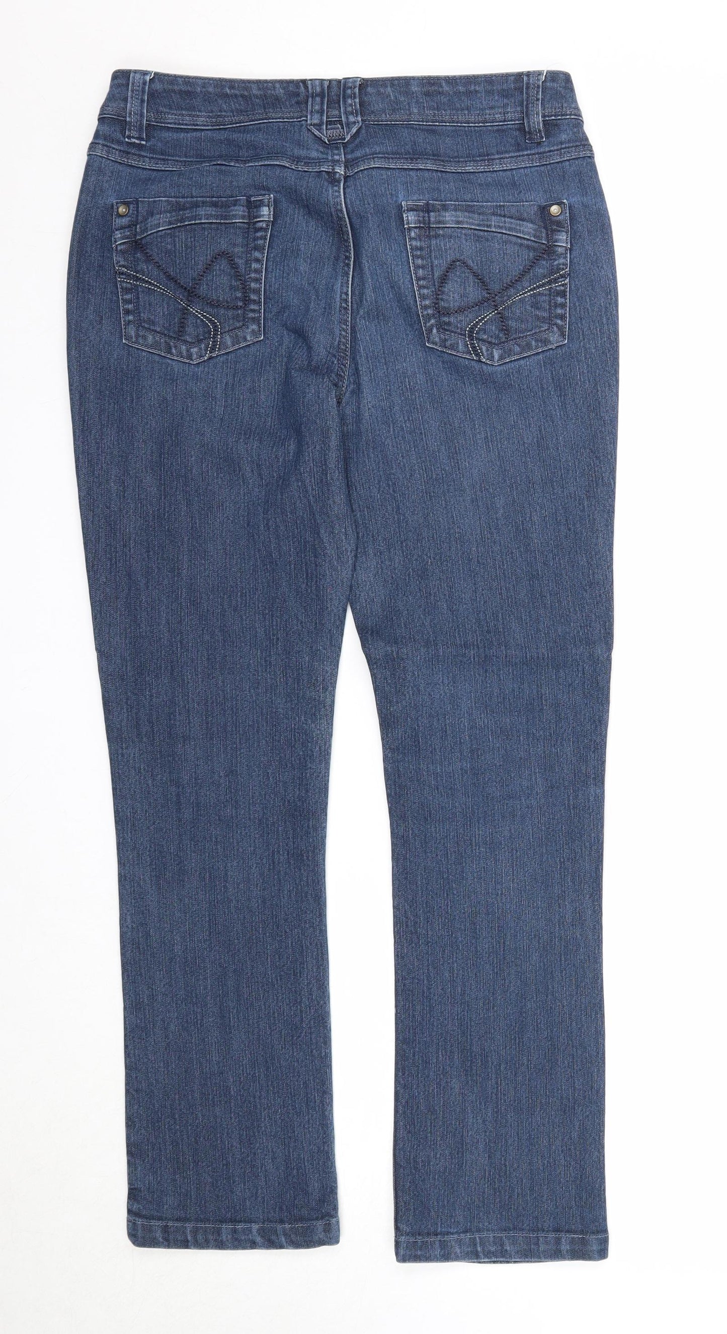 George Womens Blue Cotton Straight Jeans Size 12 Regular Zip