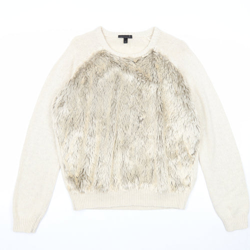 Topshop Womens Beige Acrylic Pullover Sweatshirt Size 10 Pullover