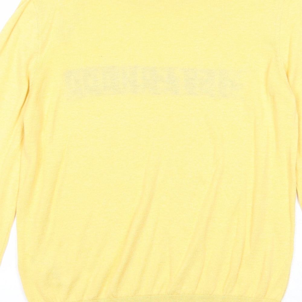 New Look Womens Yellow Round Neck Acrylic Pullover Jumper Size 10 - Sisterhood