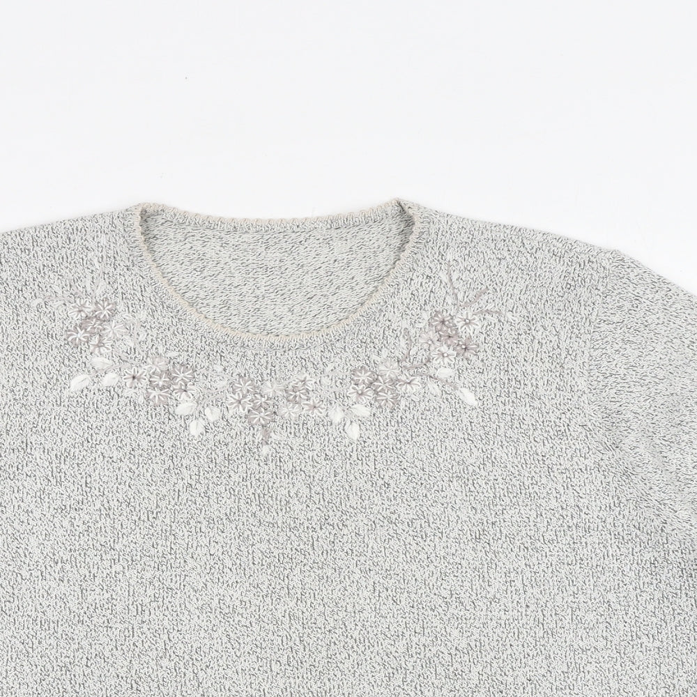 Berkertex Womens Grey Round Neck Acrylic Pullover Jumper Size 16