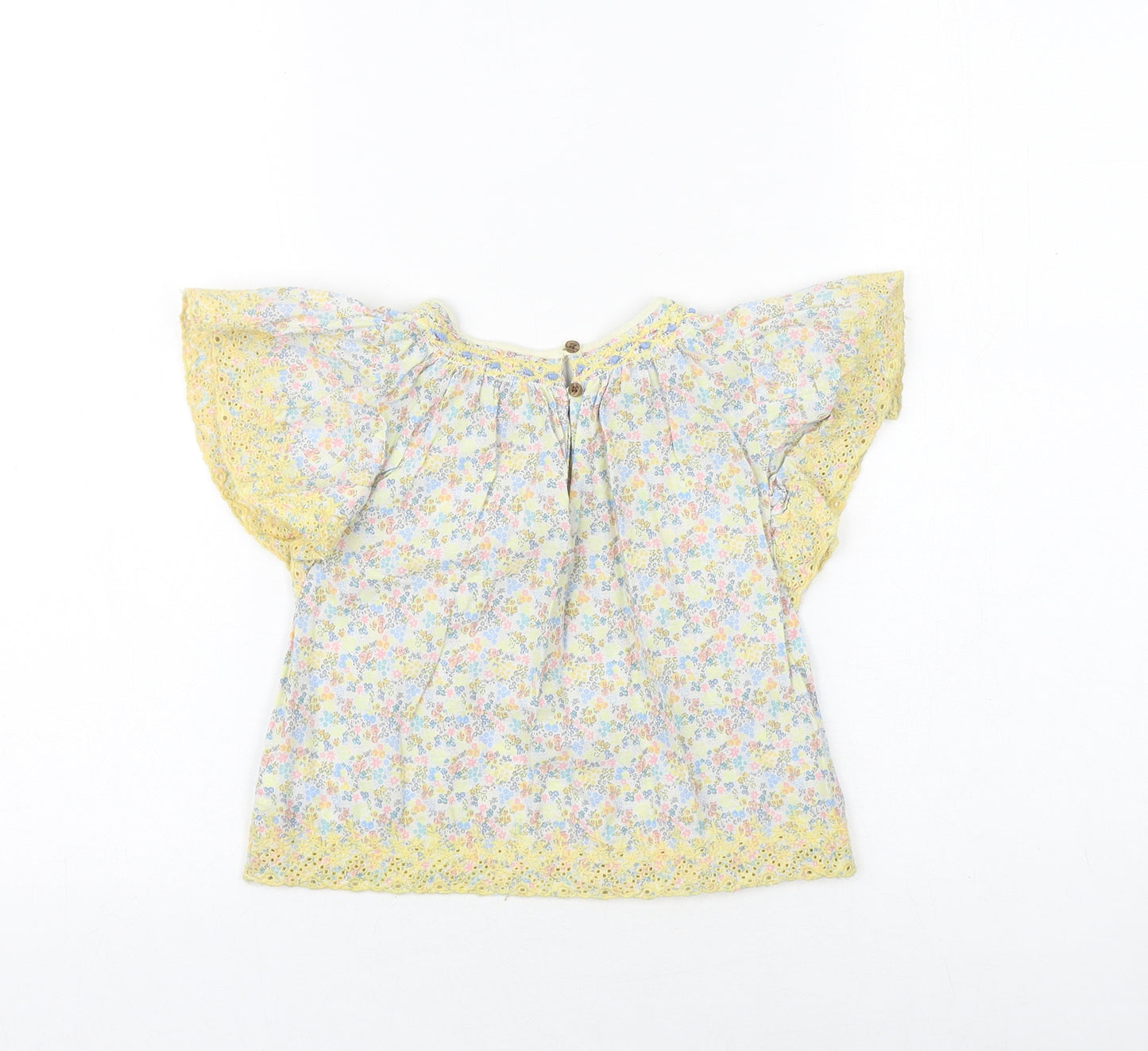 NEXT Girls Multicoloured Floral 100% Cotton Basic Blouse Size 2-3 Years Round Neck Button