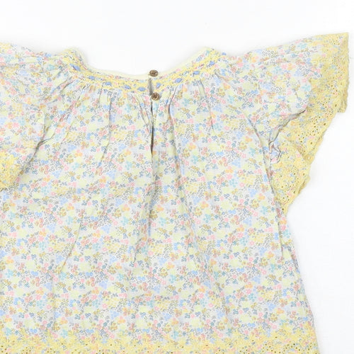 NEXT Girls Multicoloured Floral 100% Cotton Basic Blouse Size 2-3 Years Round Neck Button