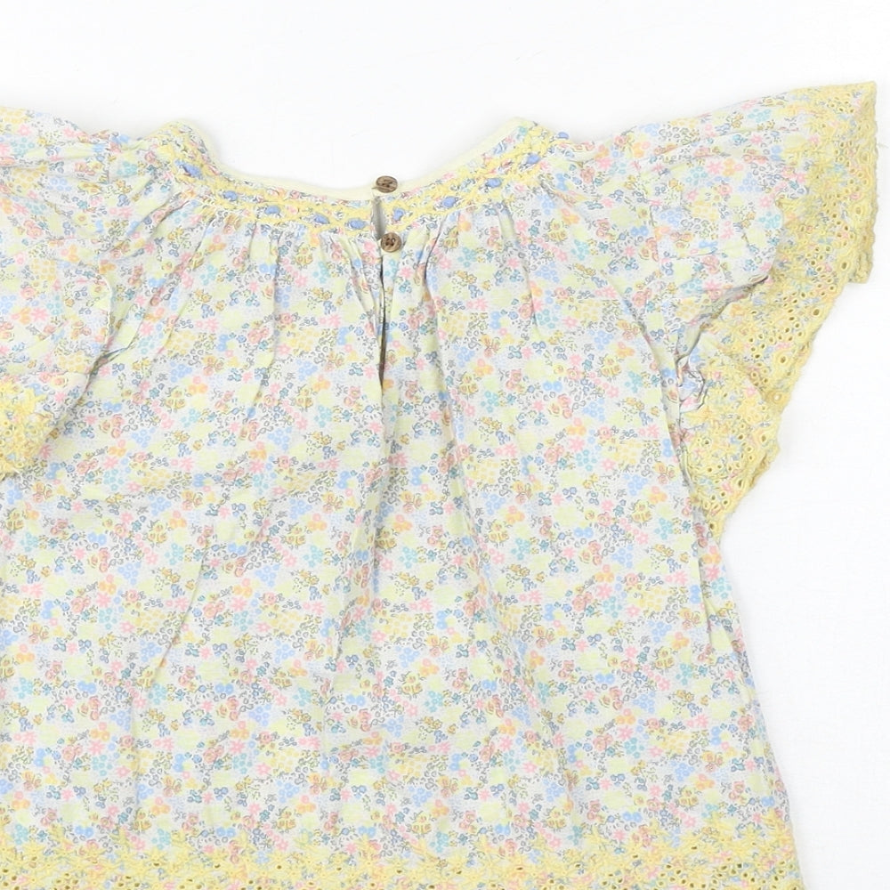 NEXT Girls Multicoloured Floral 100% Cotton Basic Blouse Size 2-3 Years Round Neck Button