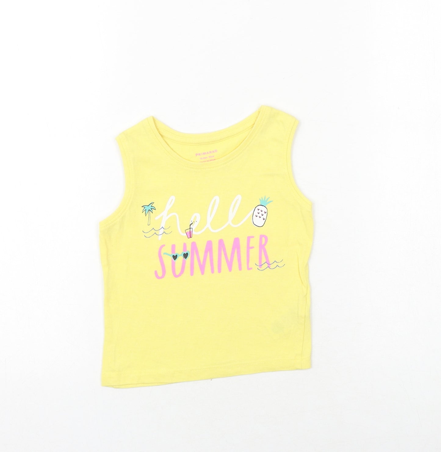 Primark Baby Yellow 100% Cotton Basic Tank Size 18-24 Months Round Neck Pullover - Hello Summer