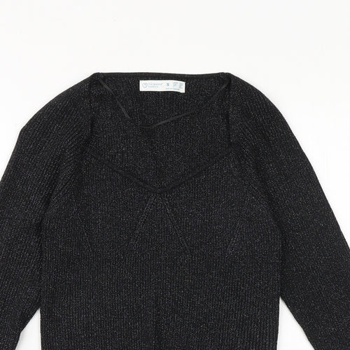Primark Womens Black Scoop Neck Viscose Pullover Jumper Size 10