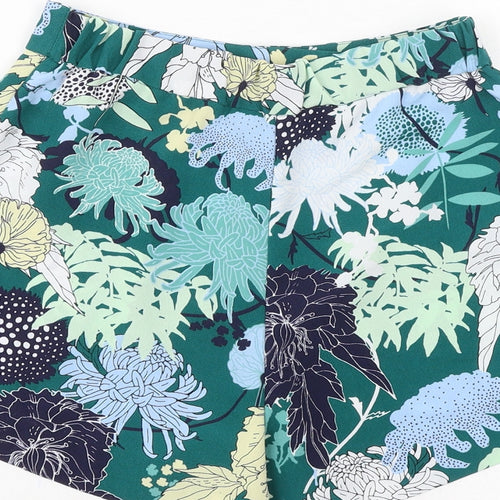 Preworn Womens Green Floral Polyester Culotte Shorts Size 26 in Regular Zip