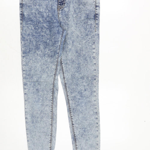 Topshop Womens Blue Cotton Skinny Jeans Size 28 in Slim Zip