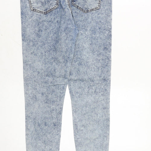 Topshop Womens Blue Cotton Skinny Jeans Size 28 in Slim Zip