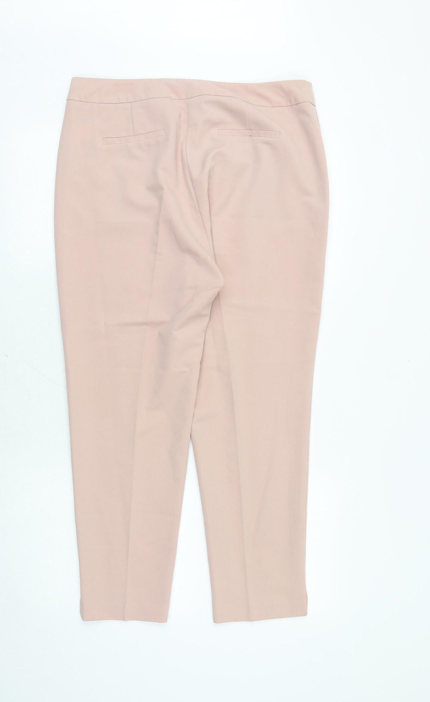 F&F Womens Pink Viscose Chino Trousers Size 12 Regular Zip