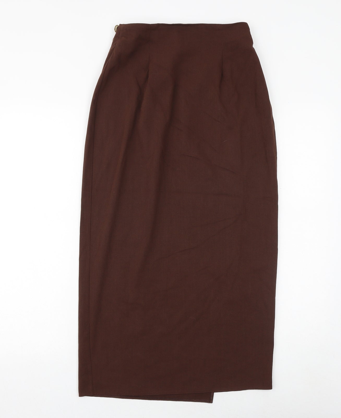 Etam Womens Brown Polyester Wrap Skirt Size 12 Button