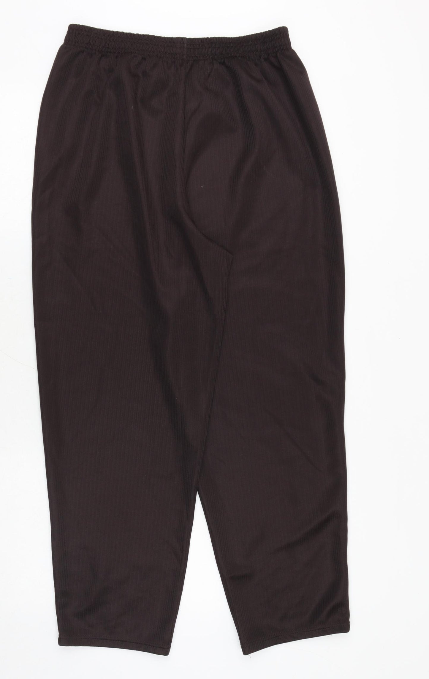 Preworn Womens Brown Polyester Trousers Size 16 Regular