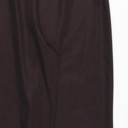 Preworn Womens Brown Polyester Trousers Size 16 Regular