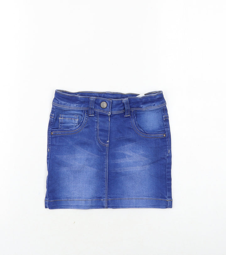 Evie Girls Blue Cotton Bandage Skirt Size 4 Years Regular Zip