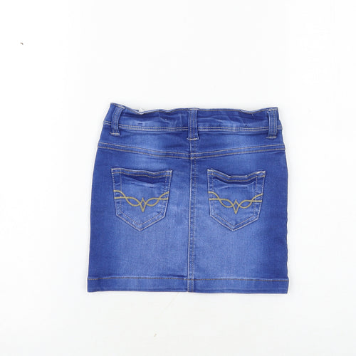 Evie Girls Blue Cotton Bandage Skirt Size 4 Years Regular Zip