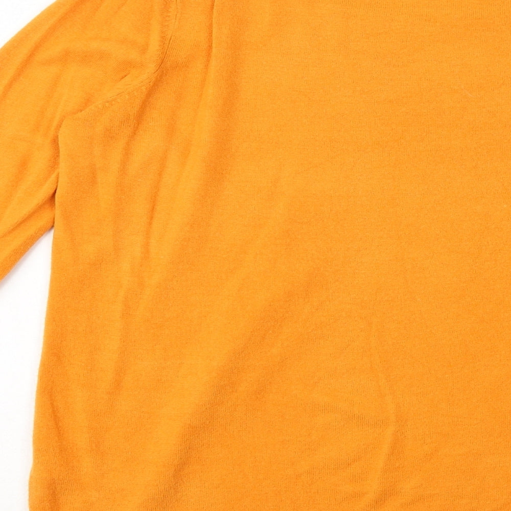 TU Womens Orange Square Neck Acrylic Pullover Jumper Size 16