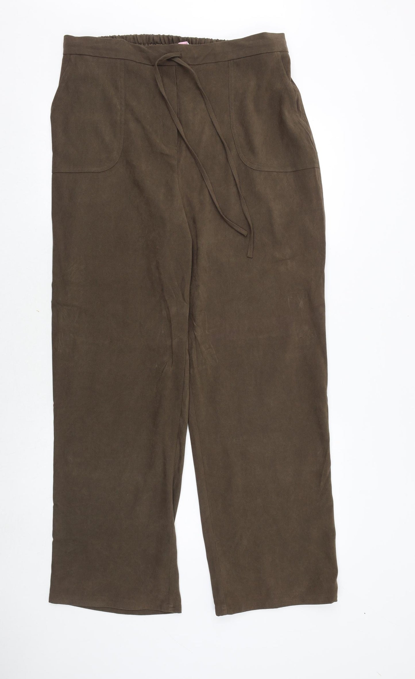 Casual Comfort Womens Brown Polyester Trousers Size 18 Regular Tie