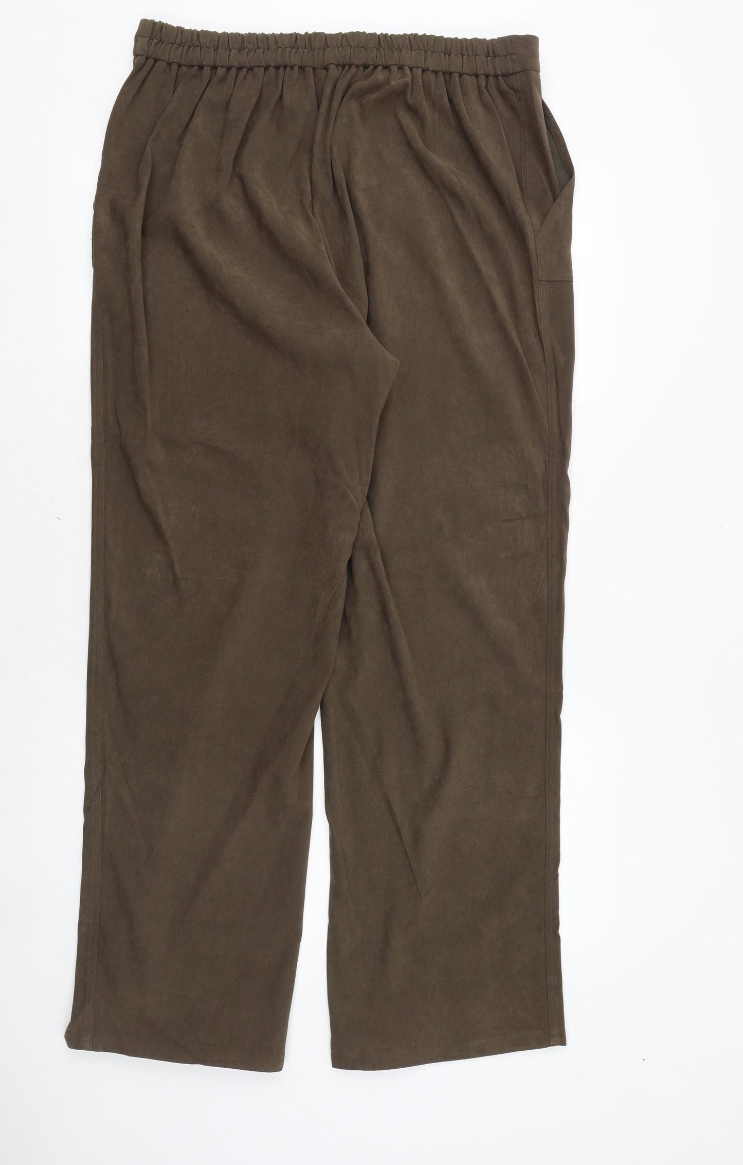 Casual Comfort Womens Brown Polyester Trousers Size 18 Regular Tie