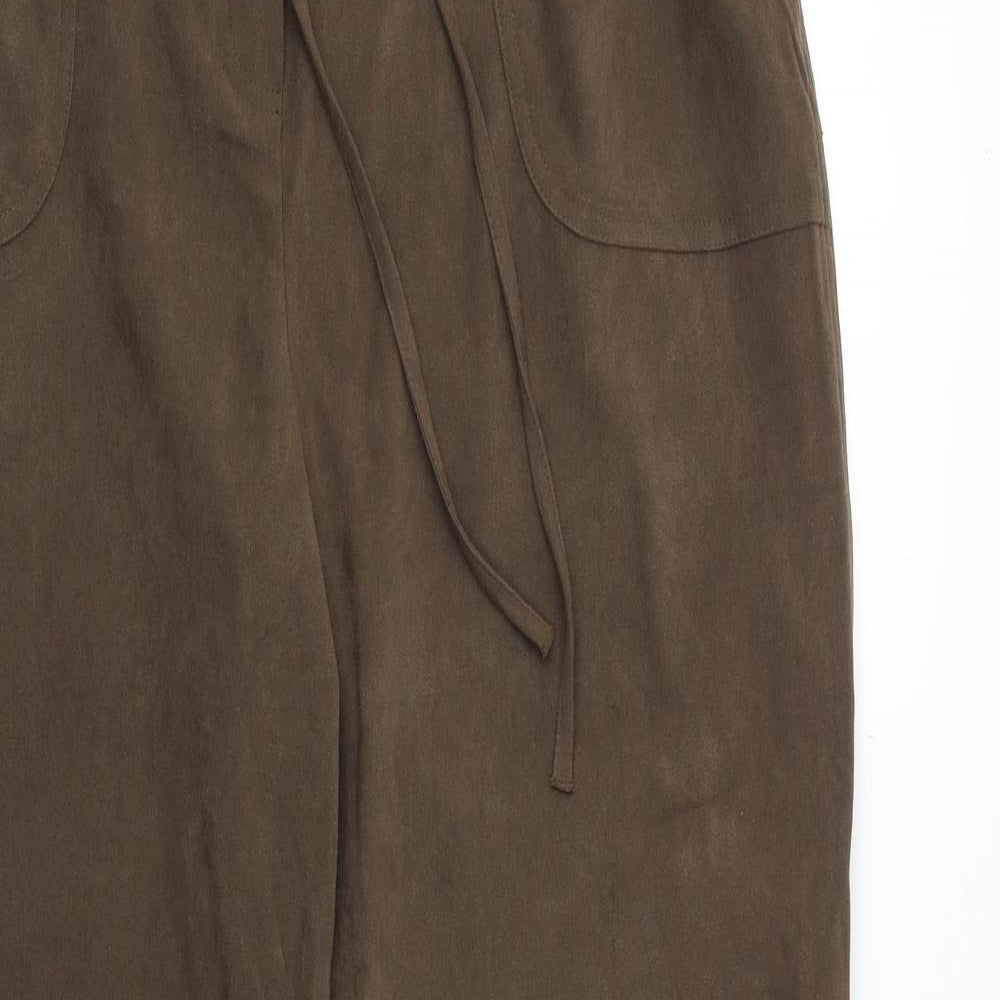 Casual Comfort Womens Brown Polyester Trousers Size 18 Regular Tie