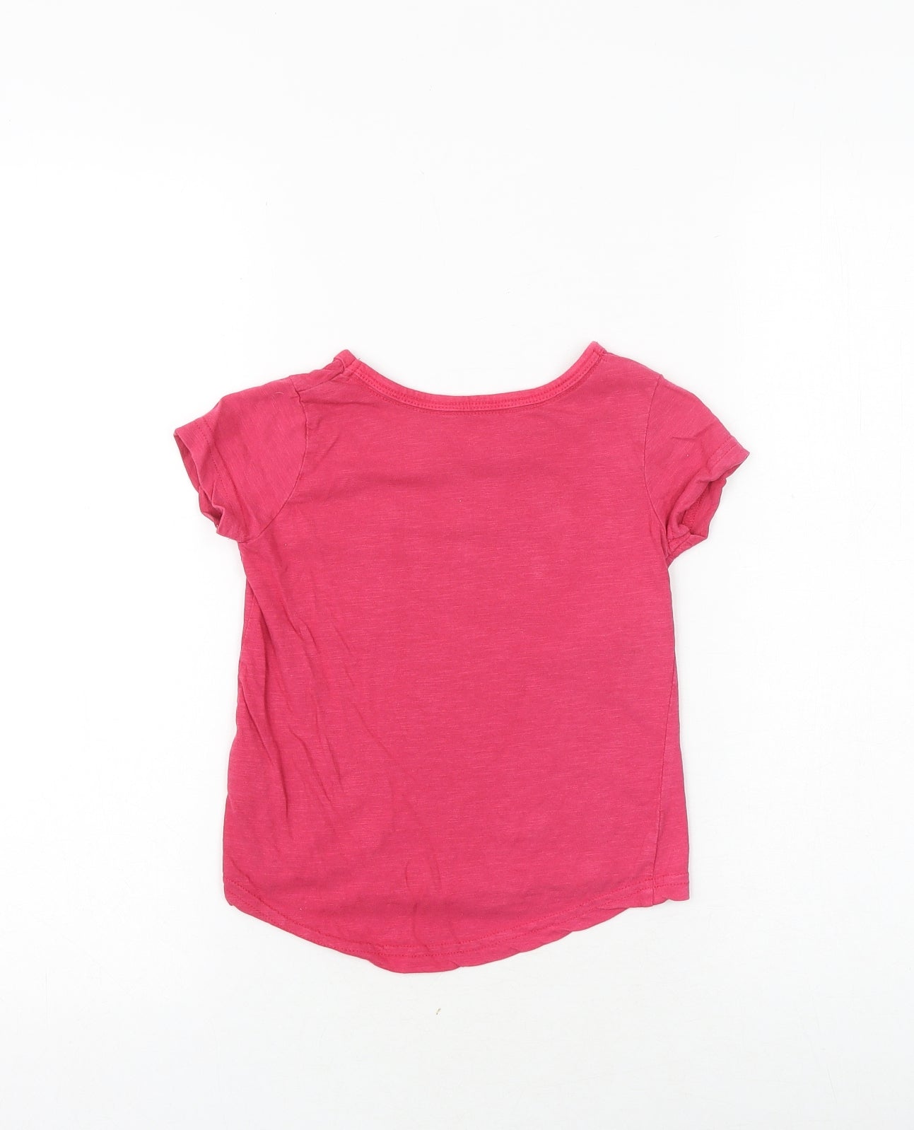 Lily& Dan Girls Pink 100% Cotton Basic T-Shirt Size 3-4 Years Round Neck Pullover