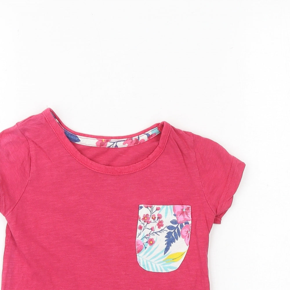Lily& Dan Girls Pink 100% Cotton Basic T-Shirt Size 3-4 Years Round Neck Pullover