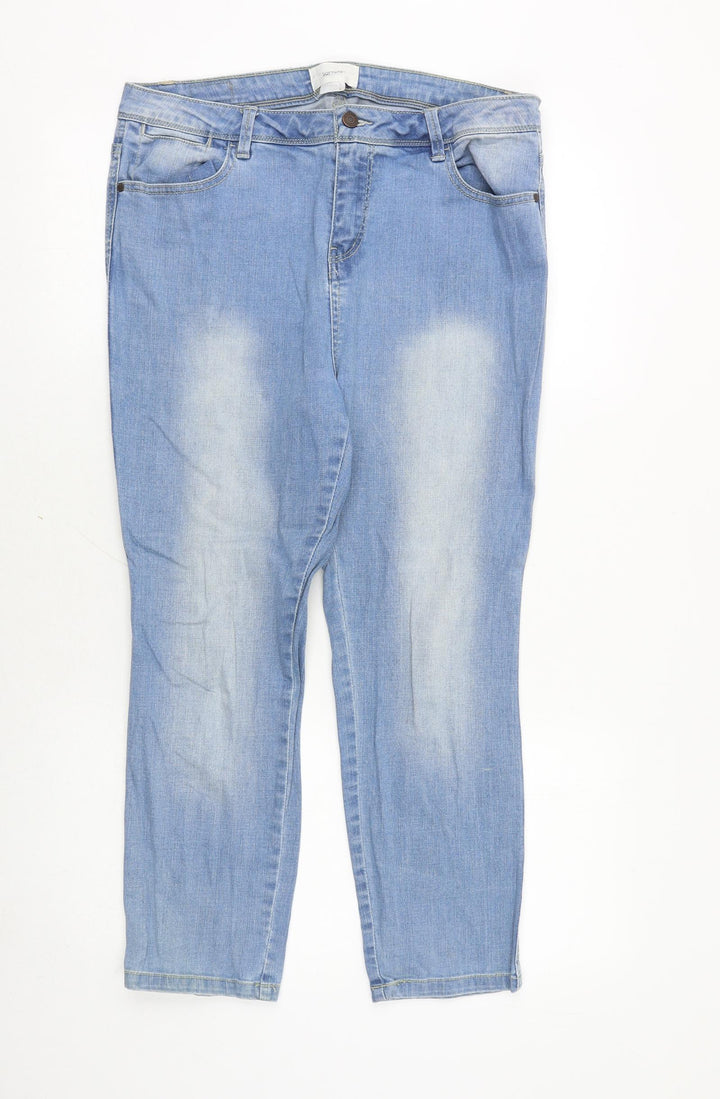 SOFT GREY Womens Blue Cotton Straight Jeans Size 12 Regular Zip
