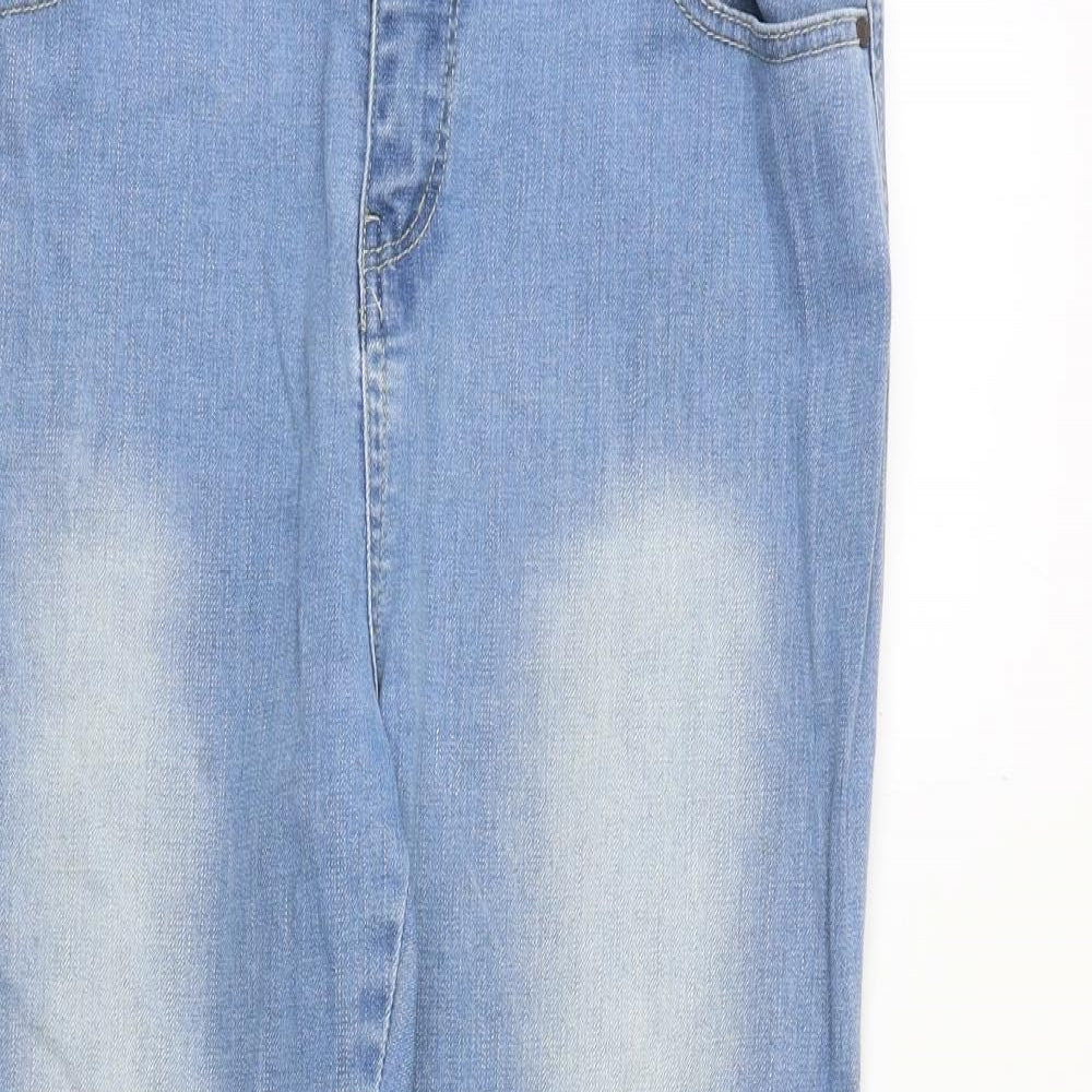 SOFT GREY Womens Blue Cotton Straight Jeans Size 12 Regular Zip