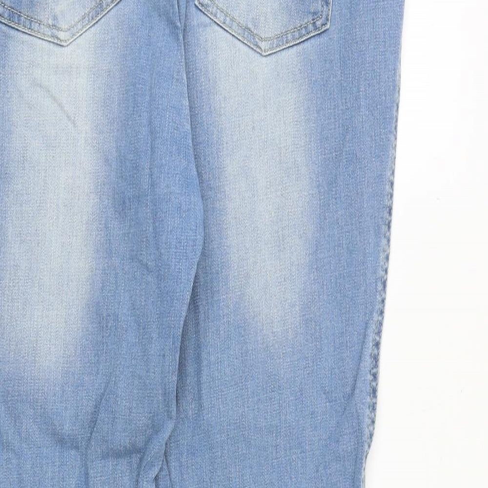 SOFT GREY Womens Blue Cotton Straight Jeans Size 12 Regular Zip