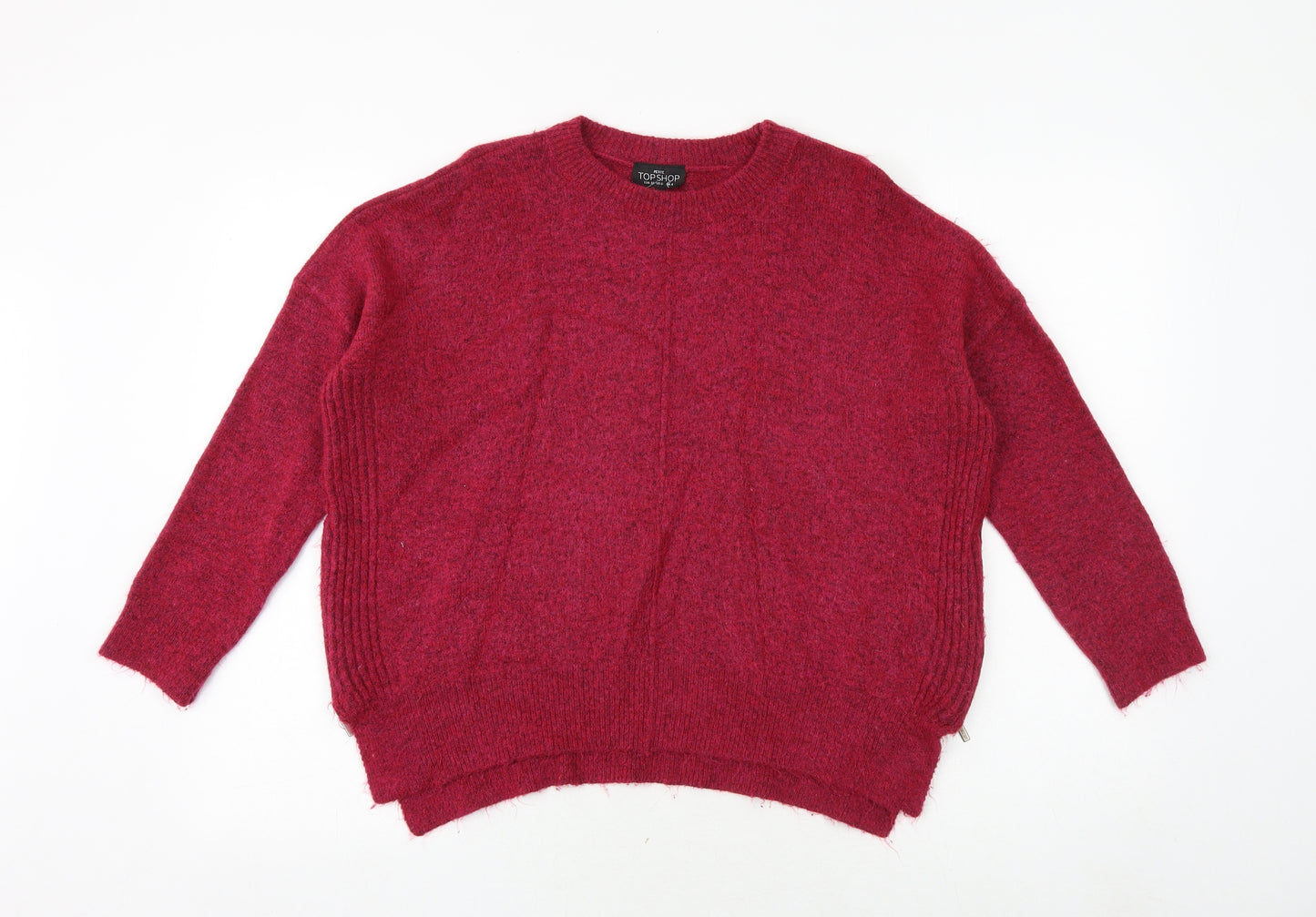 Topshop Womens Pink Round Neck Acrylic Pullover Jumper Size 4