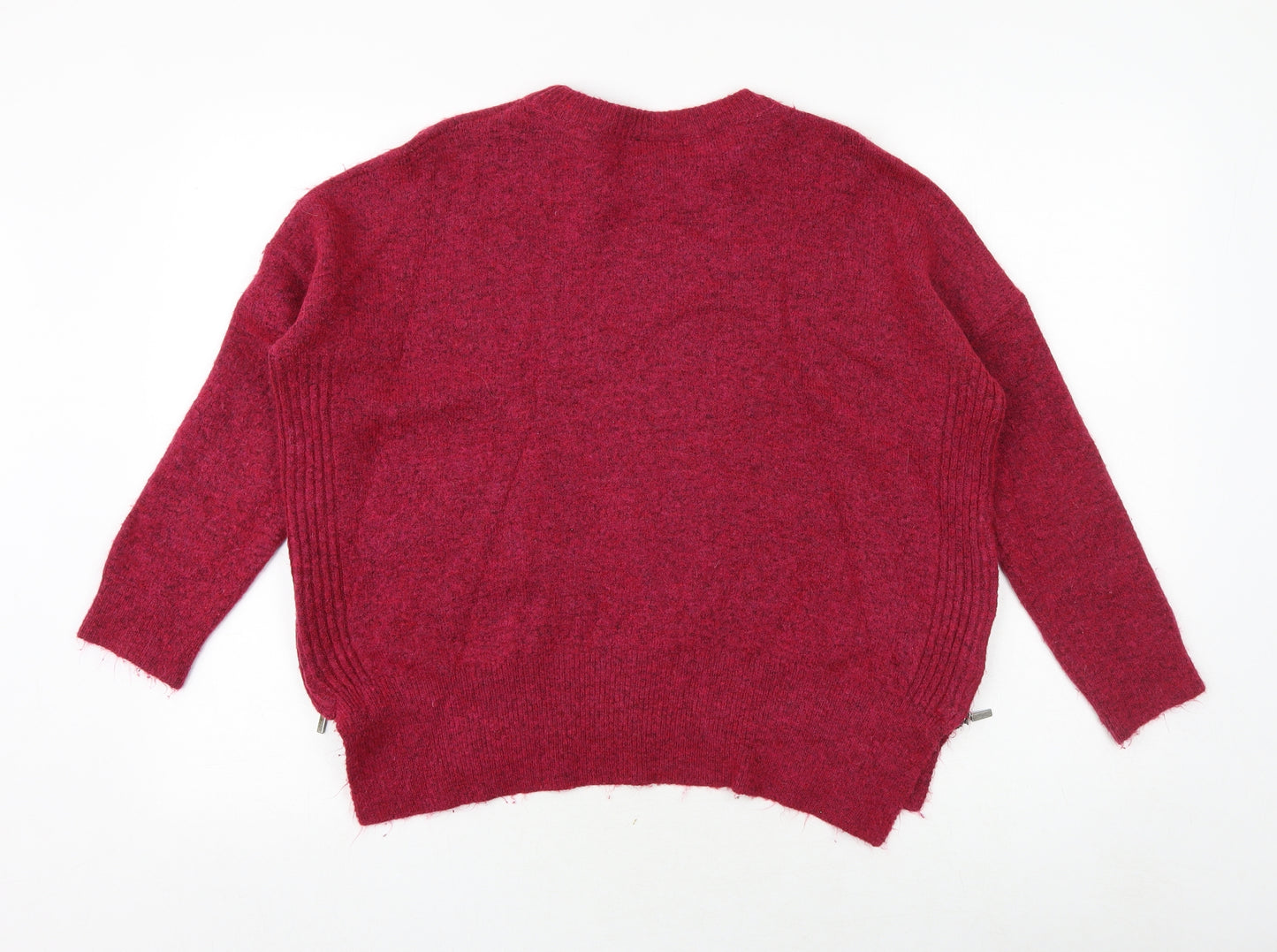 Topshop Womens Pink Round Neck Acrylic Pullover Jumper Size 4