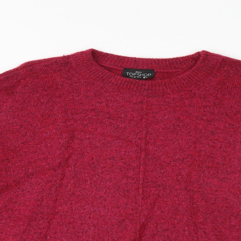 Topshop Womens Pink Round Neck Acrylic Pullover Jumper Size 4