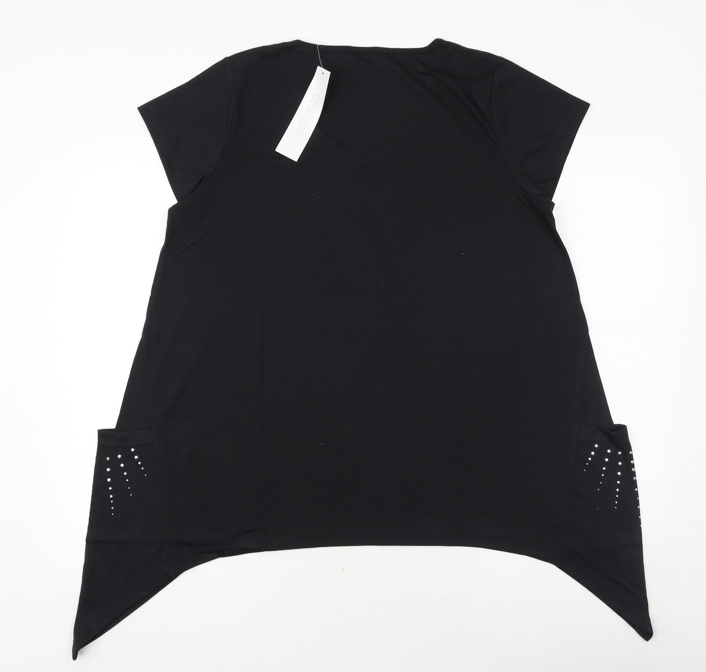 Being Casual Womens Black Polyester Basic T-Shirt Size 14 Round Neck