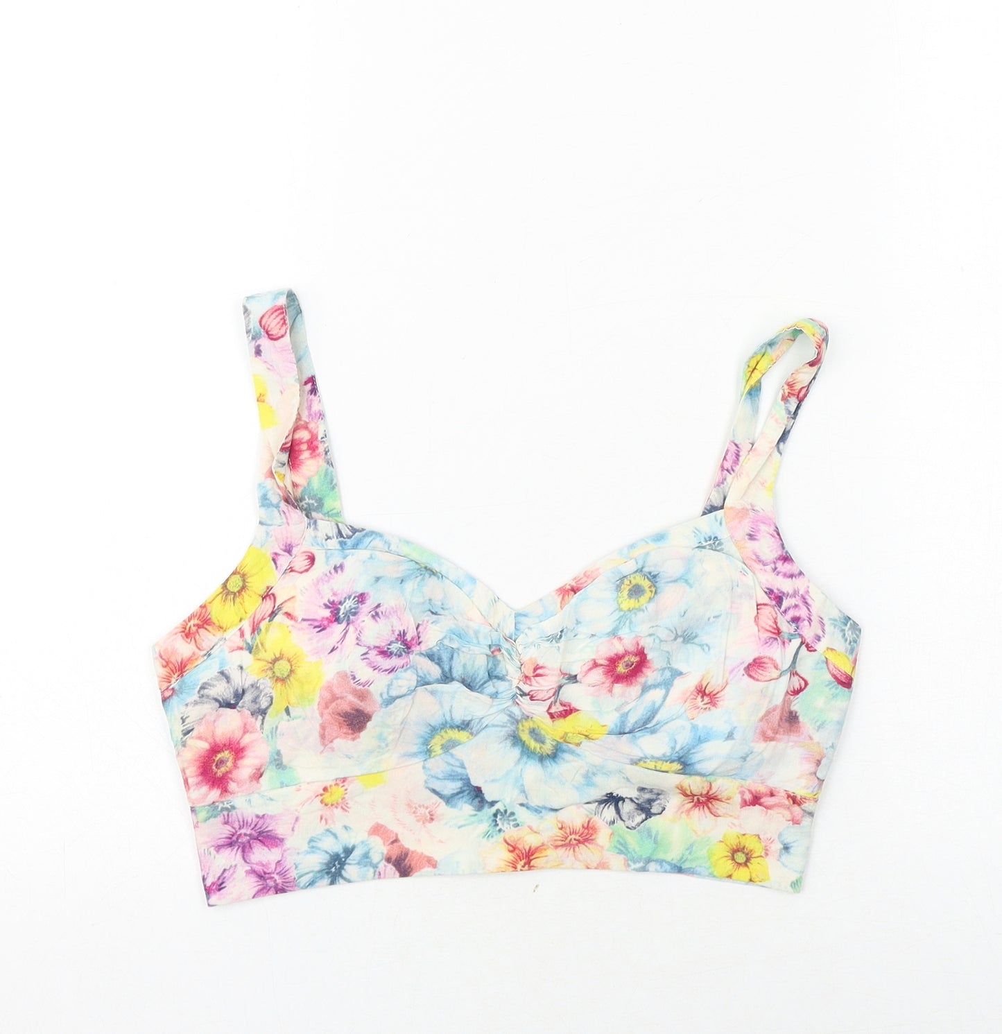 Warehouse Womens Multicoloured Floral Viscose Cropped Tank Size 8 Sweetheart