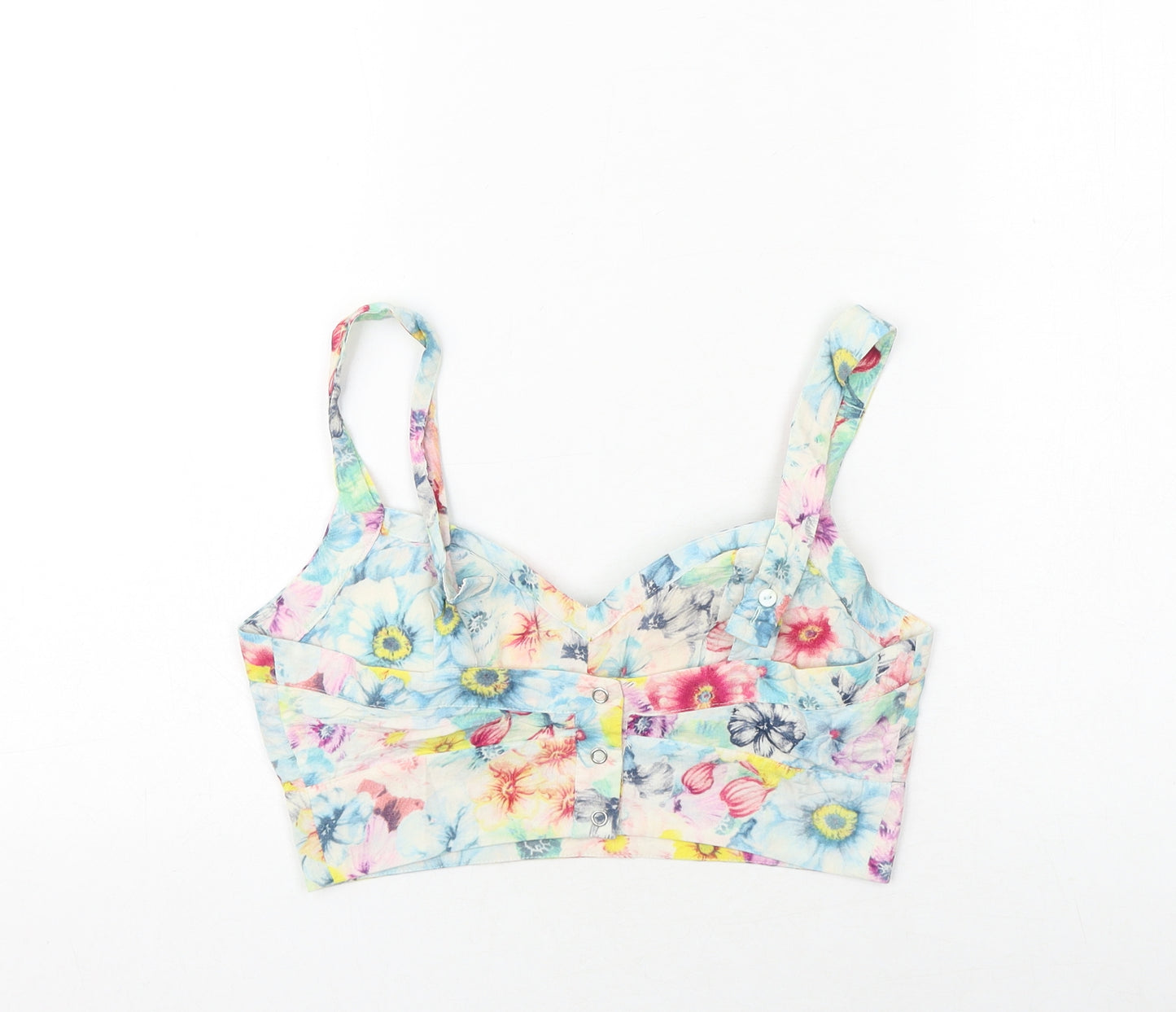 Warehouse Womens Multicoloured Floral Viscose Cropped Tank Size 8 Sweetheart
