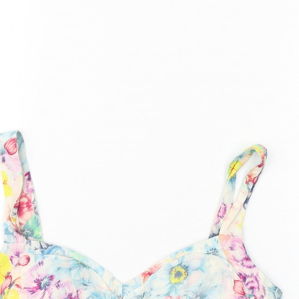 Warehouse Womens Multicoloured Floral Viscose Cropped Tank Size 8 Sweetheart