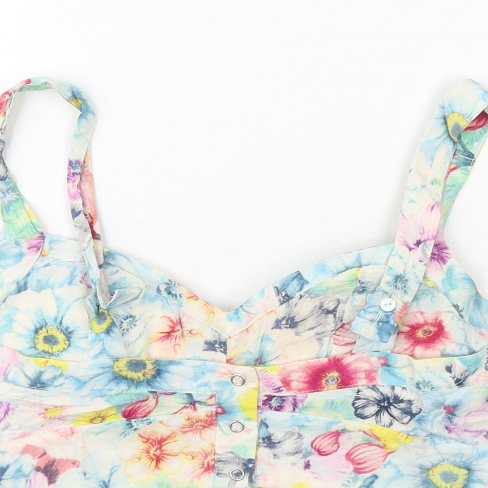 Warehouse Womens Multicoloured Floral Viscose Cropped Tank Size 8 Sweetheart