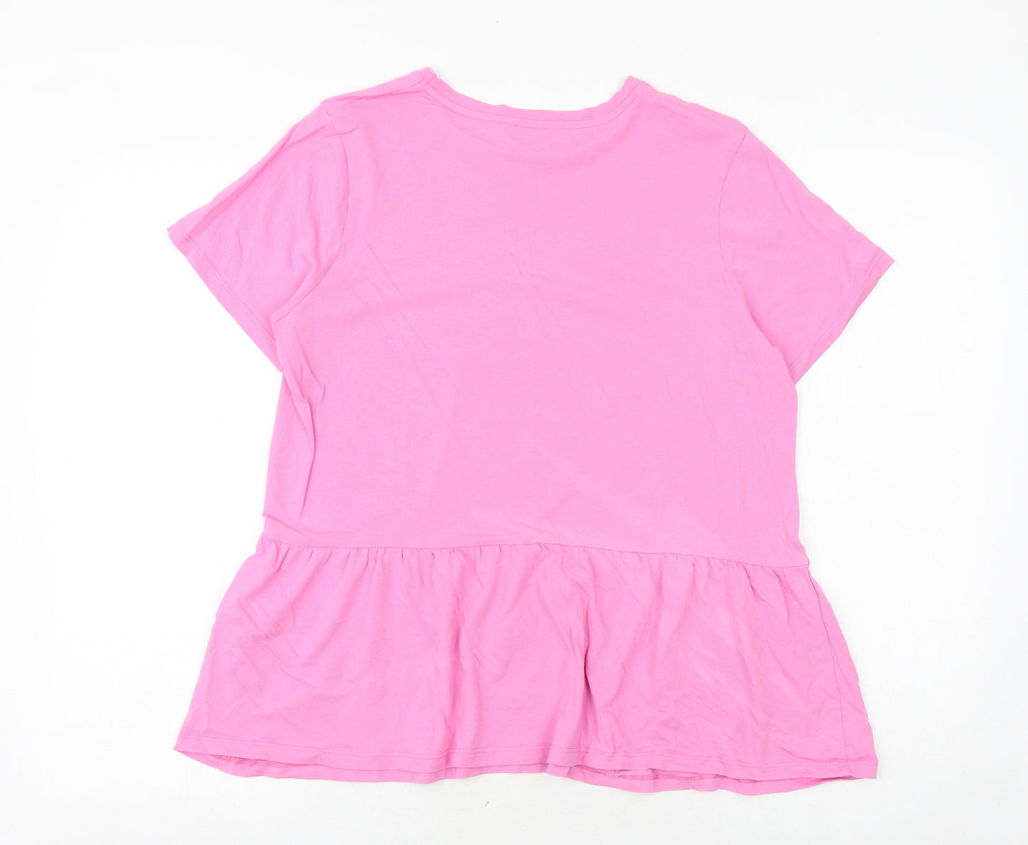 PEP&CO Womens Pink 100% Cotton Basic T-Shirt Size 14 Round Neck
