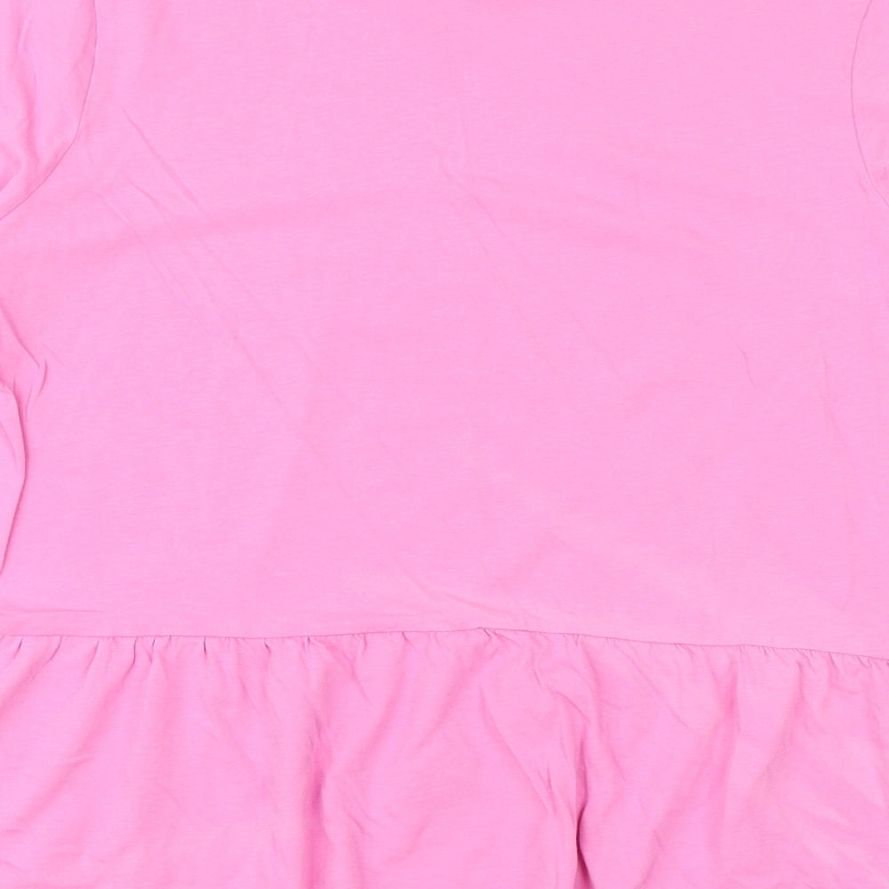 PEP&CO Womens Pink 100% Cotton Basic T-Shirt Size 14 Round Neck